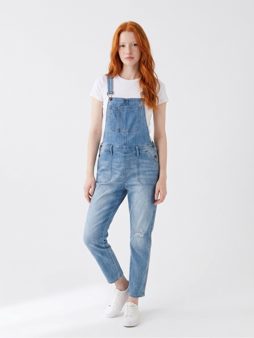 Gap Distressed Denim Overalls Women 
Size M
